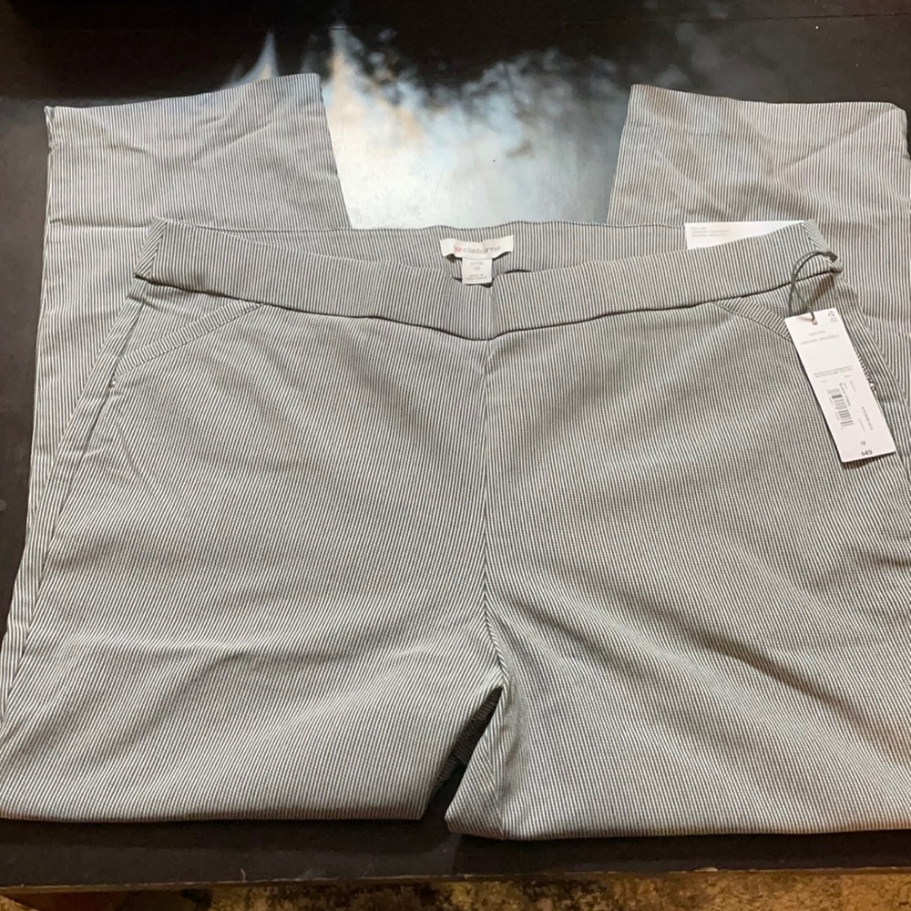 Striped Liz Claiborne April plus size stretch dress pants